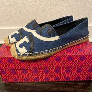 Tory Burch Denim Poppy Espadrilles.  Size 8 (runs small)